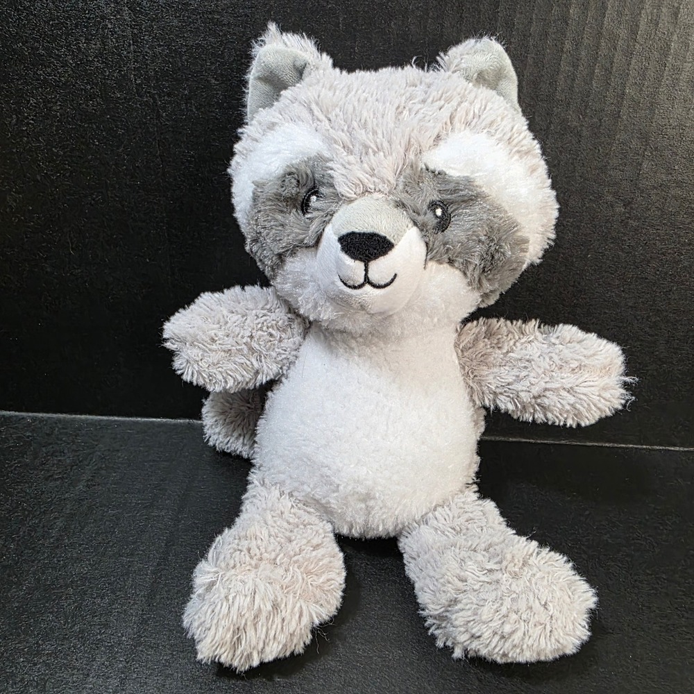 Spark Create Imagine Gray Raccoon Rattle Plush 12"‎ Stuffed Animal Sewn Face